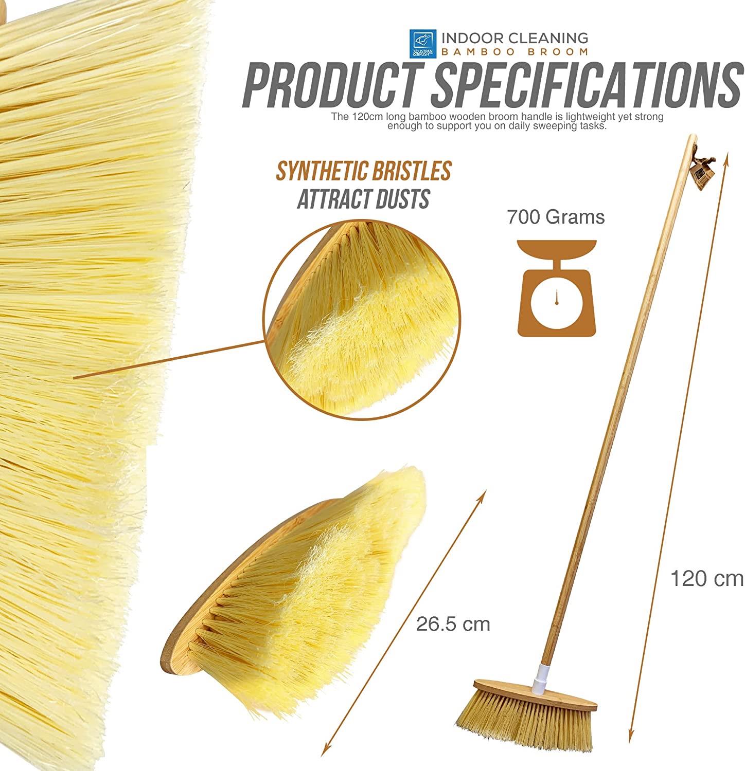 Bamboo Indoor Soft Broom for Hard Floors & Carpets