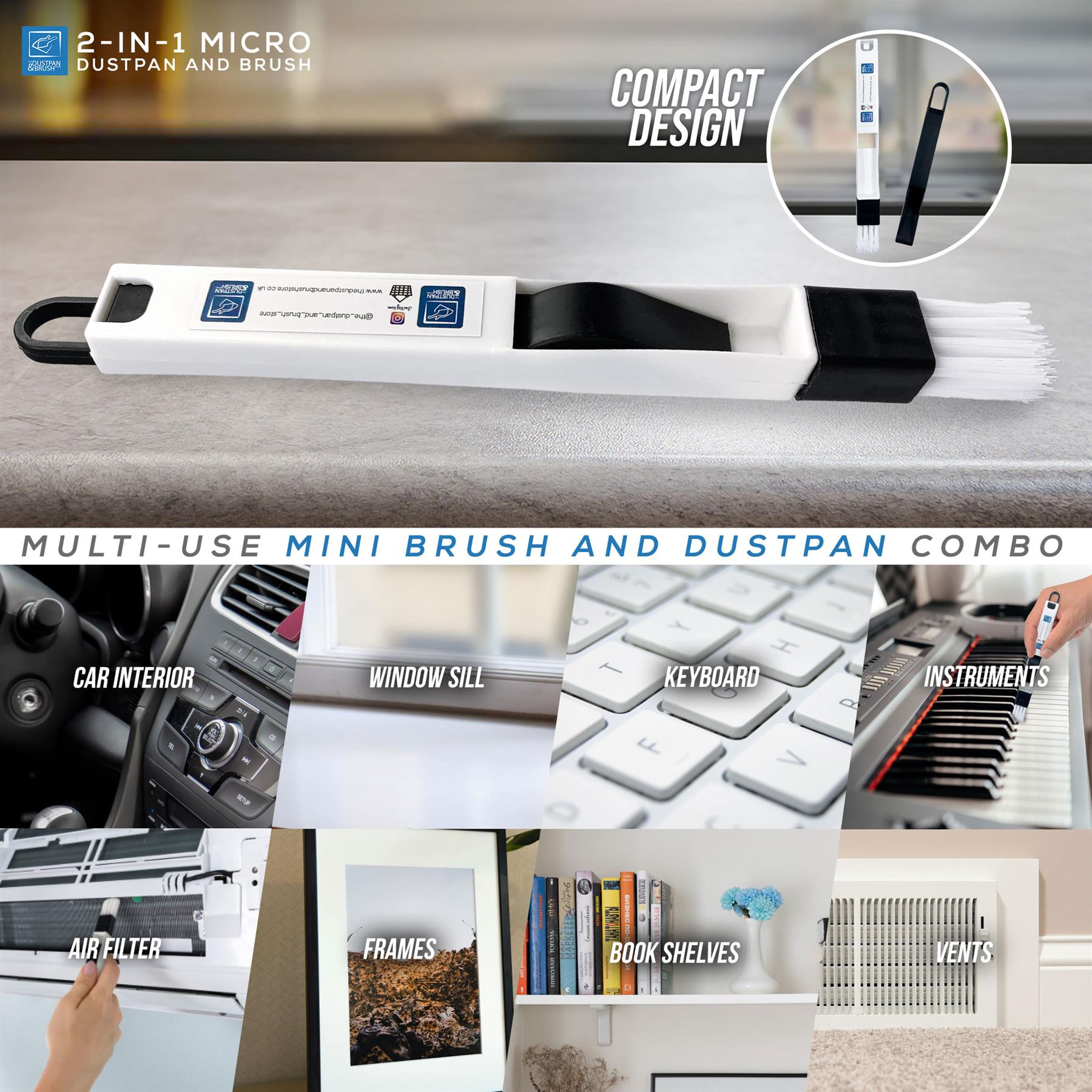 Micro Dustpan & Brush Set – Compact Cleaning Set for Small Spaces