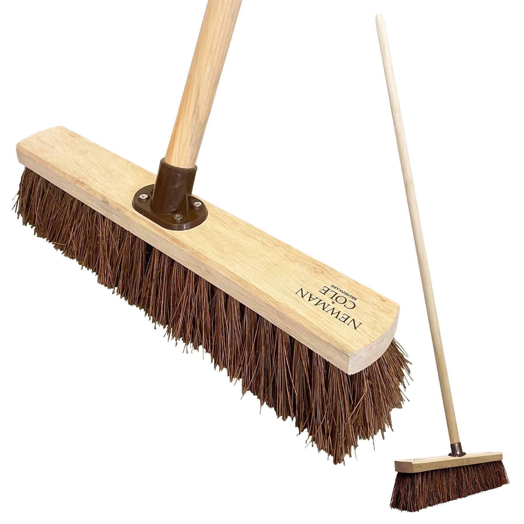 18" Newman & Cole Bassine Broom with Handle | Heavy Duty Outdoor Brush