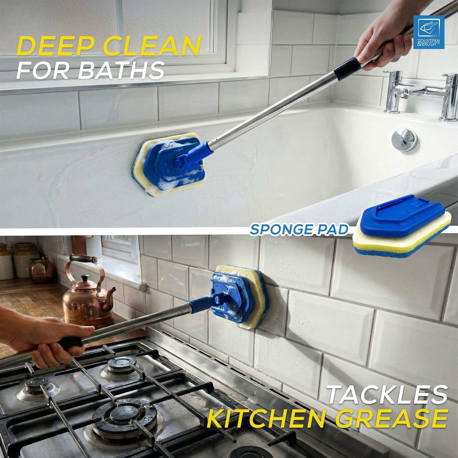 3-in-1 Bathroom Cleaning Set with 4 Piece Long Handle