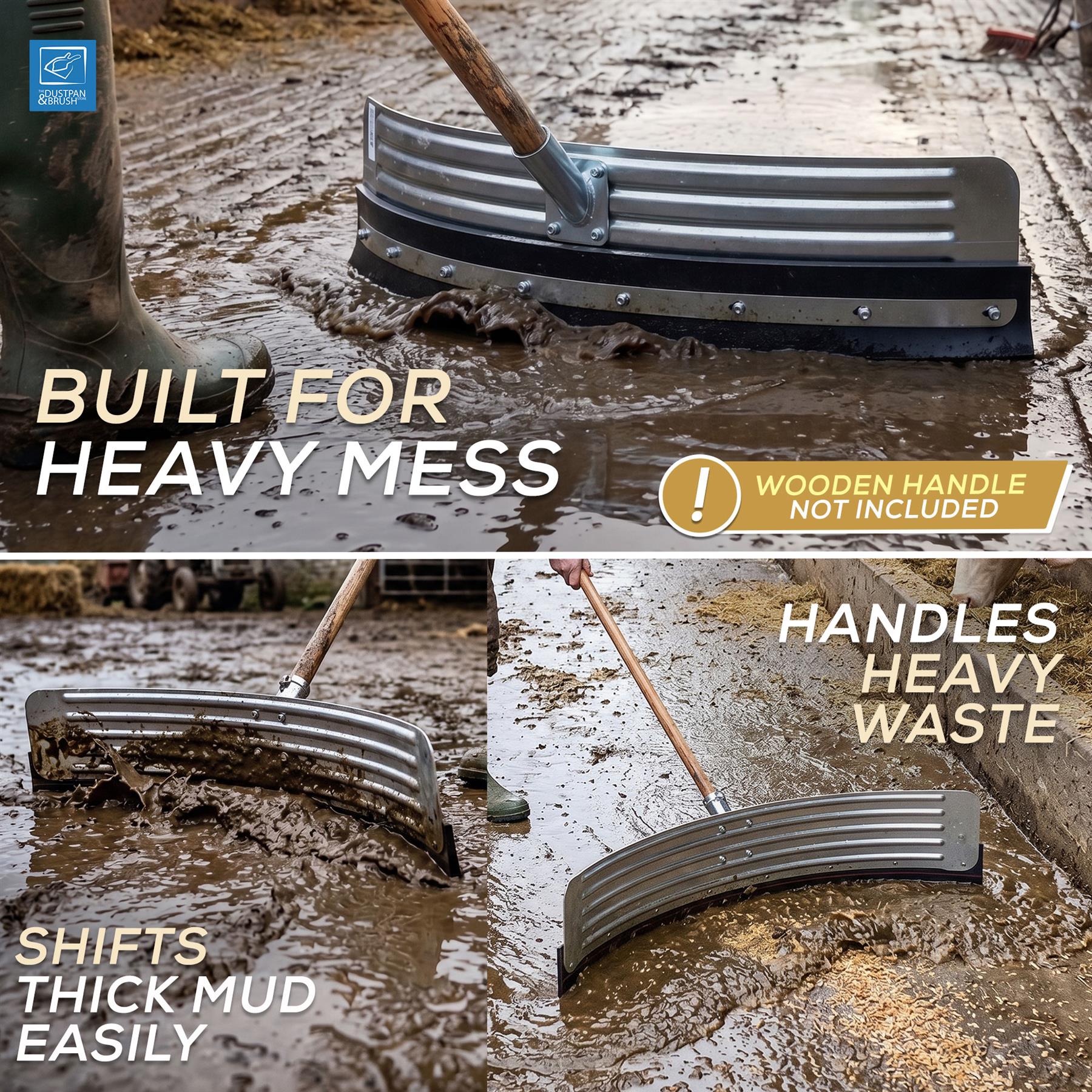 22" Curved Metal Floor Squeegee Head with Rubber Blade