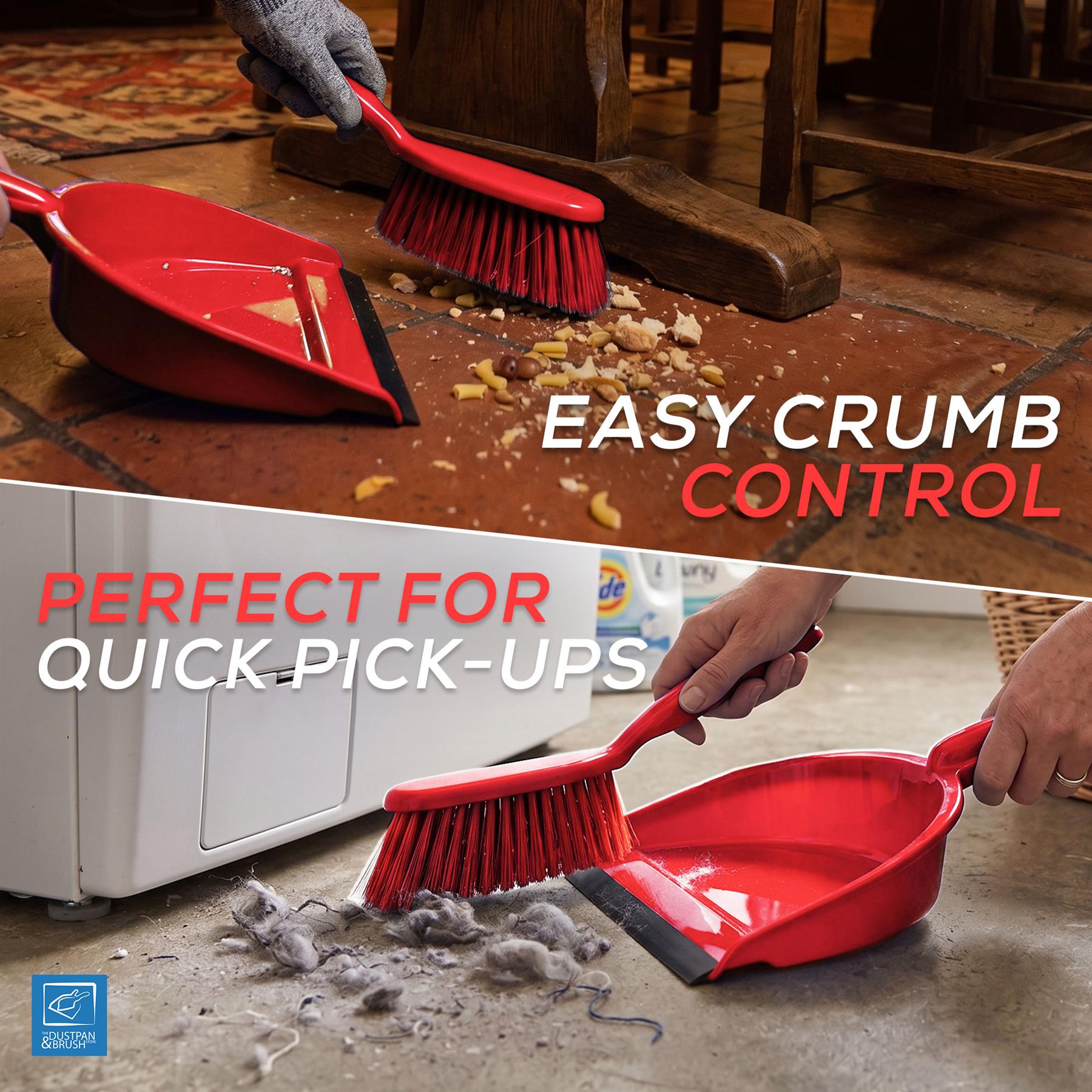 Red Colour Coded Dustpan and Brush Set