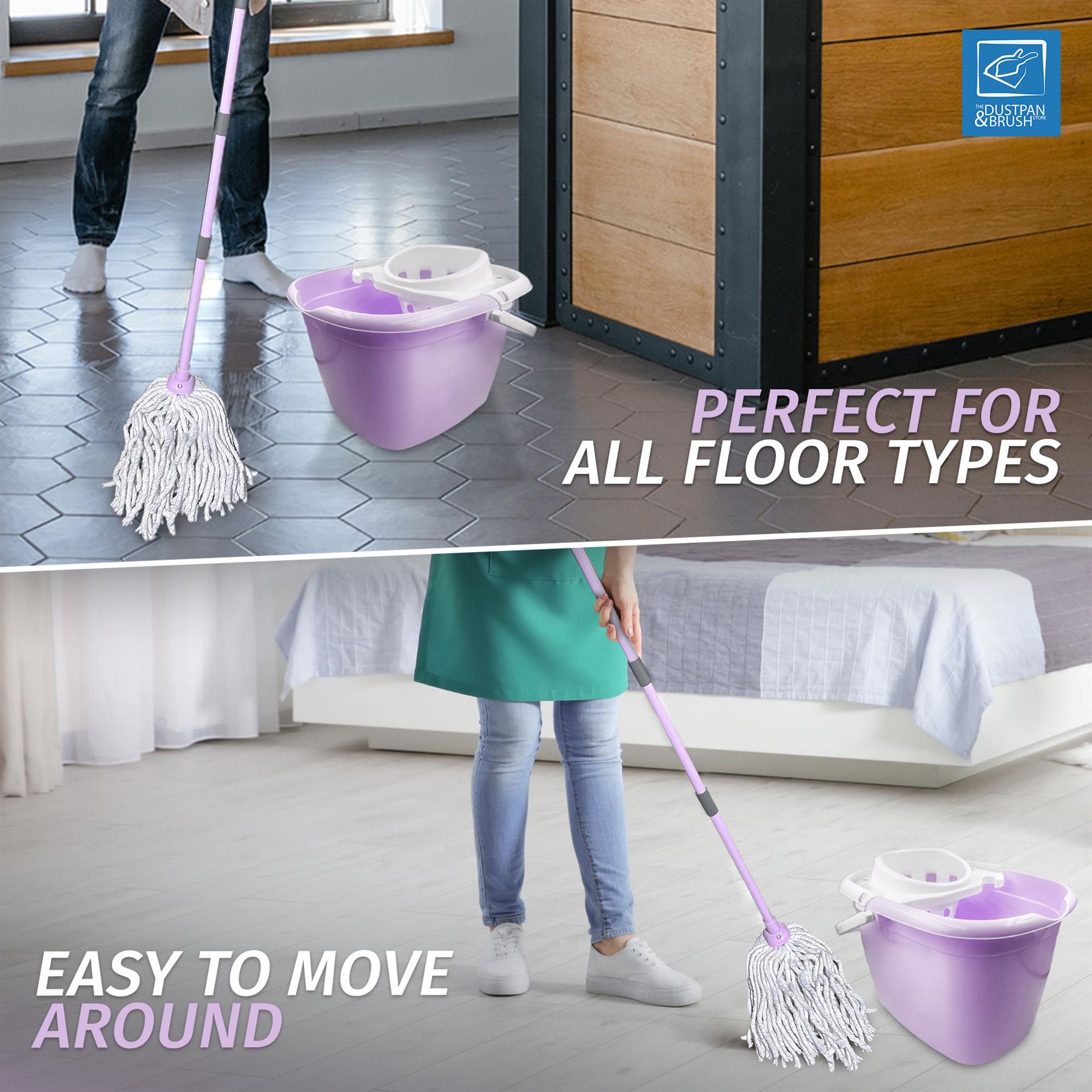 Lilac Mop and Bucket Set | Cotton Mop with Wringer