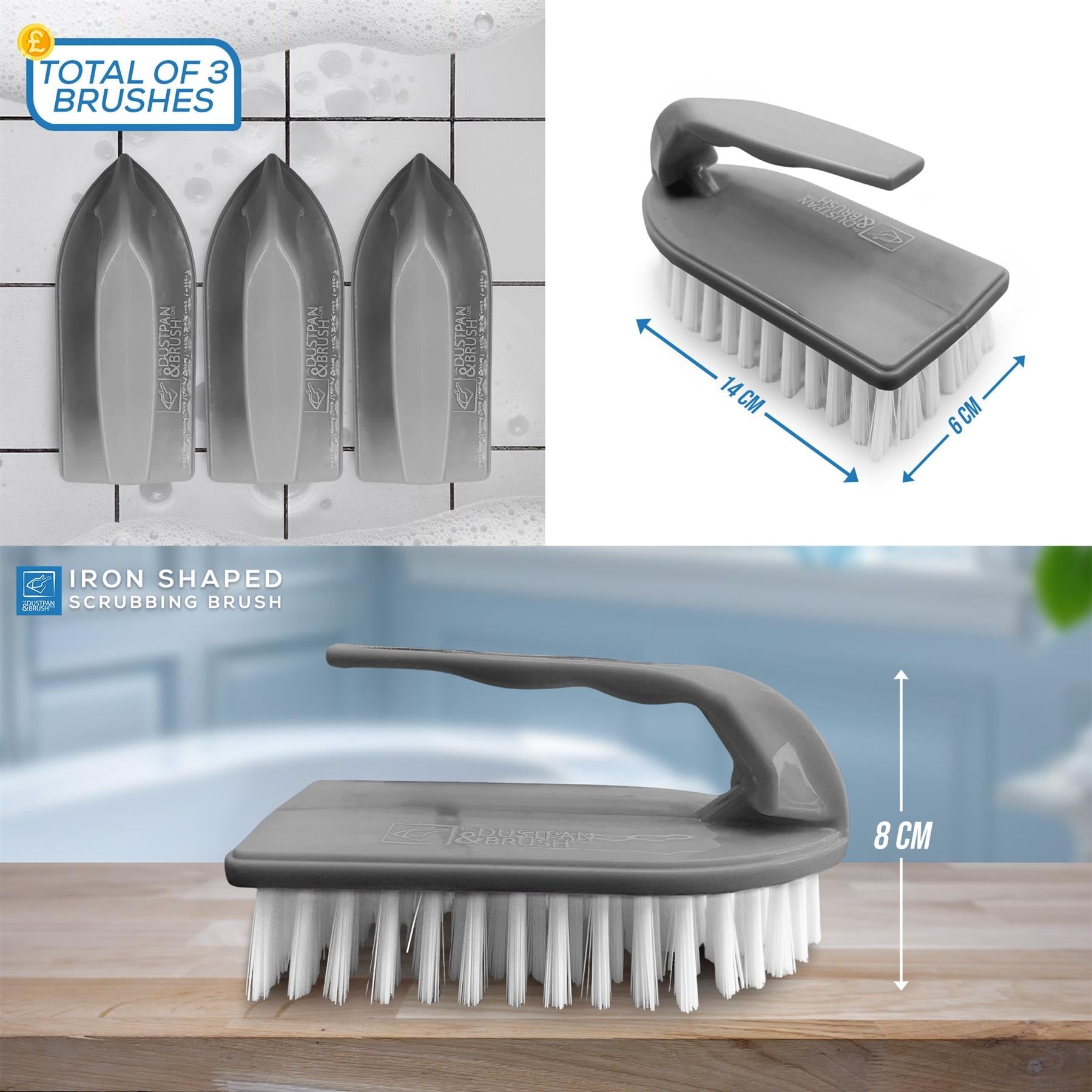 Iron Scrubbing Brushes Pack of 3 | Stiff Nylon Cleaning Brushes