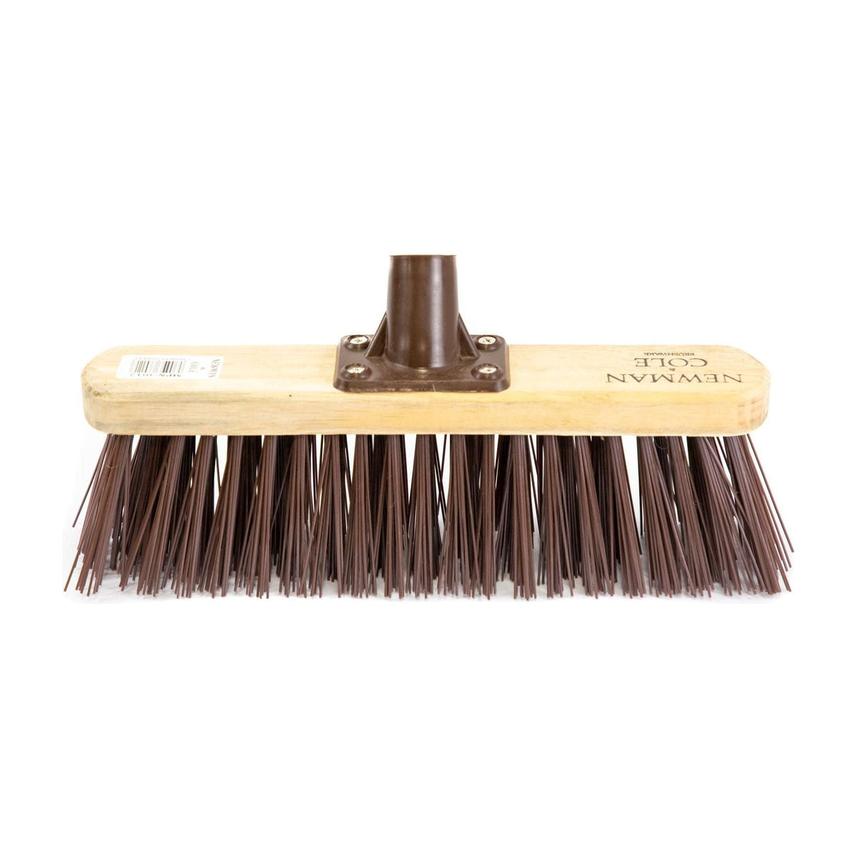 Newman and Cole 12" Stiff Synthetic Broom Head with Plastic Bracket