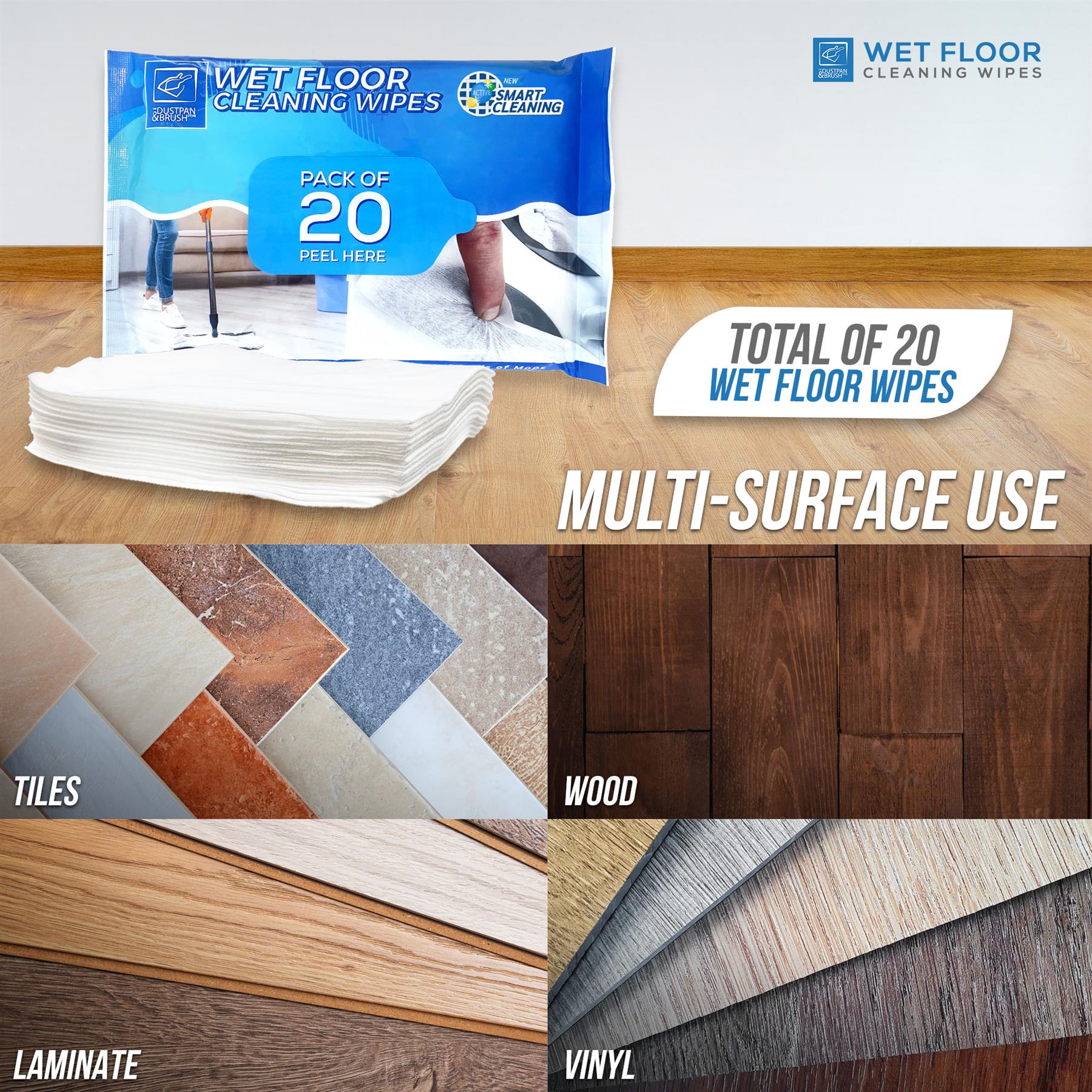 Wet Floor Cleaning Wipes – Disposable Multi-Surface Wipes