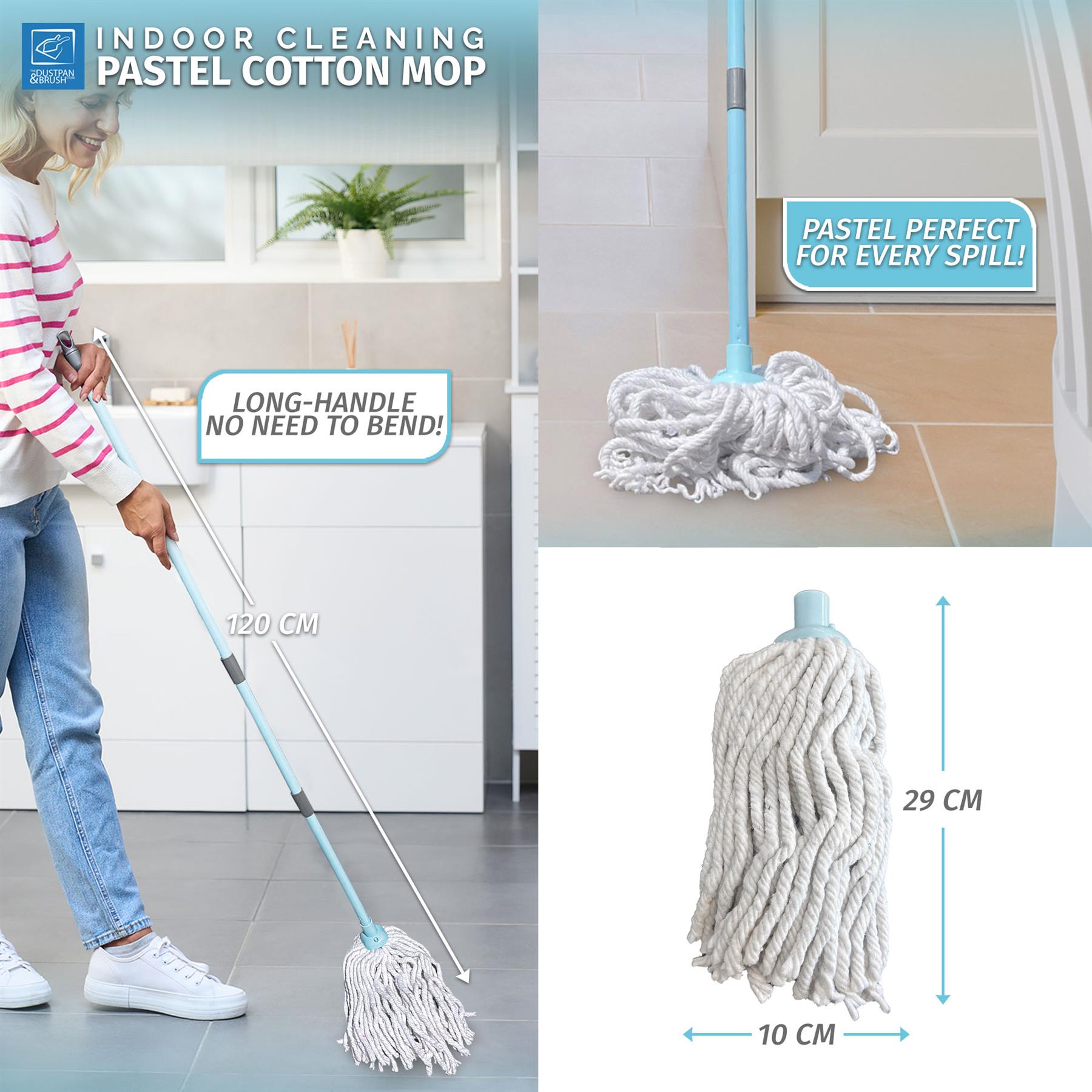 Duck Egg Cotton Mop | Absorbent Floor Mop with Handle