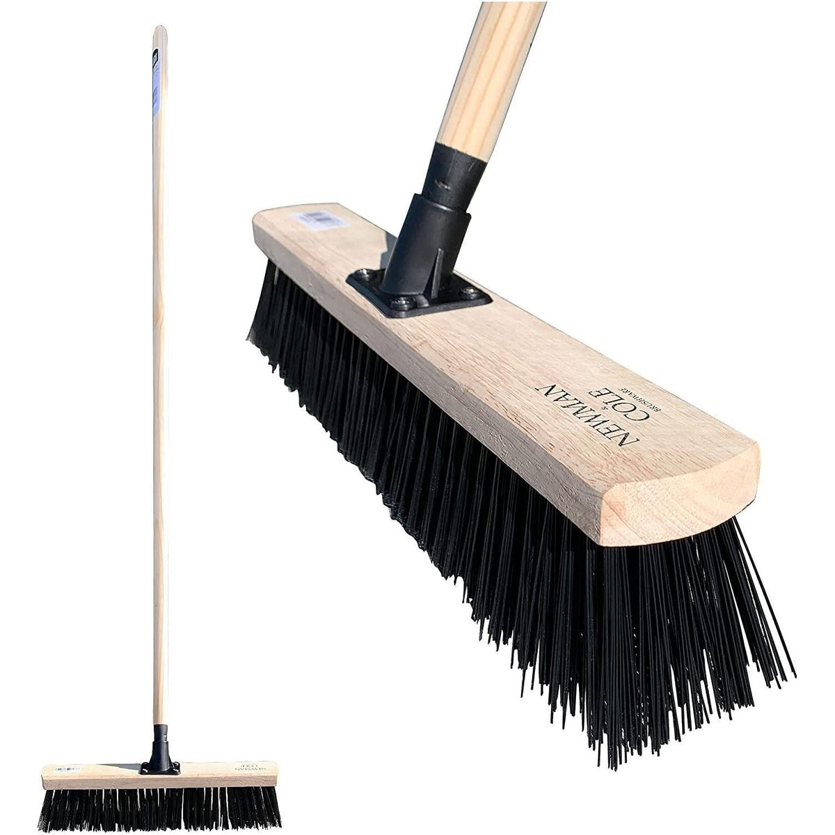 18" Newman & Cole Stiff PVC Broom with Screw Fit Wooden Handle