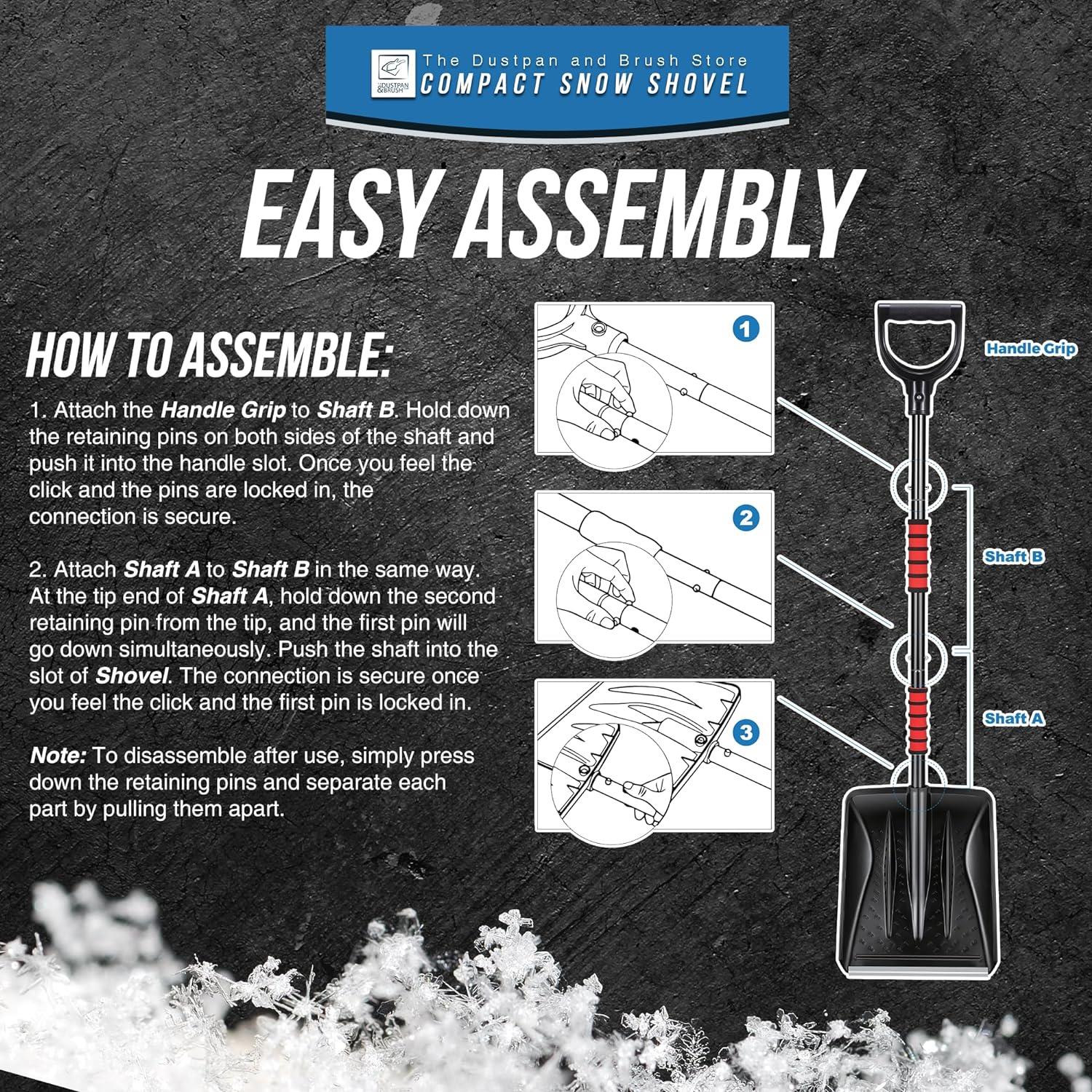 Compact Travel Snow Shovel with Steel Handle