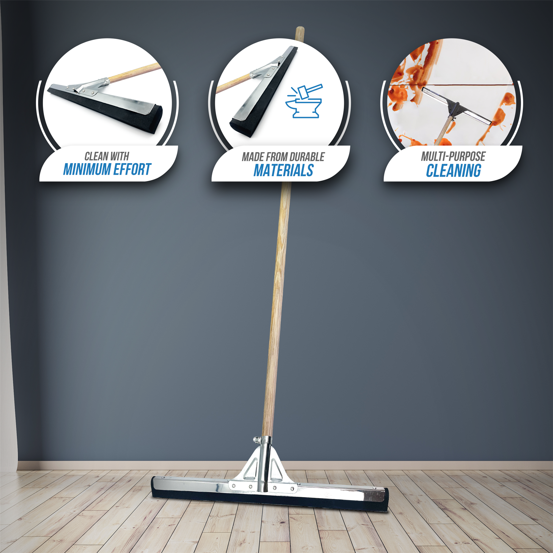 18" Foam Floor Squeegee with Wooden Handle
