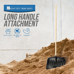 Plastic Snow Scoop Shovel with Wooden Handle – 44cm Wide Snow Shovel