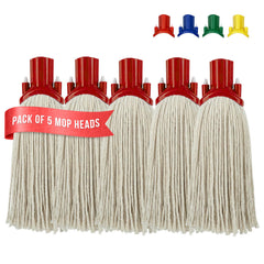 Red Cotton Mop Heads 12PY Pack of 5 | Colour Coded Cleaning