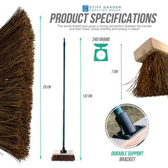 10" Stiff Bassine Broom with Metal Handle – Outdoor Yard Brush