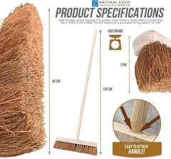 18" Soft Coco Broom with Wooden Handle for Dry Sweeping