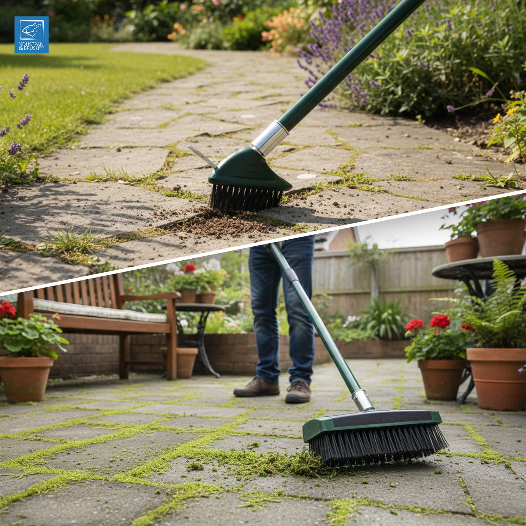 3 in 1 Block Paving Weeding Brush with Telescopic Handle 140cm
