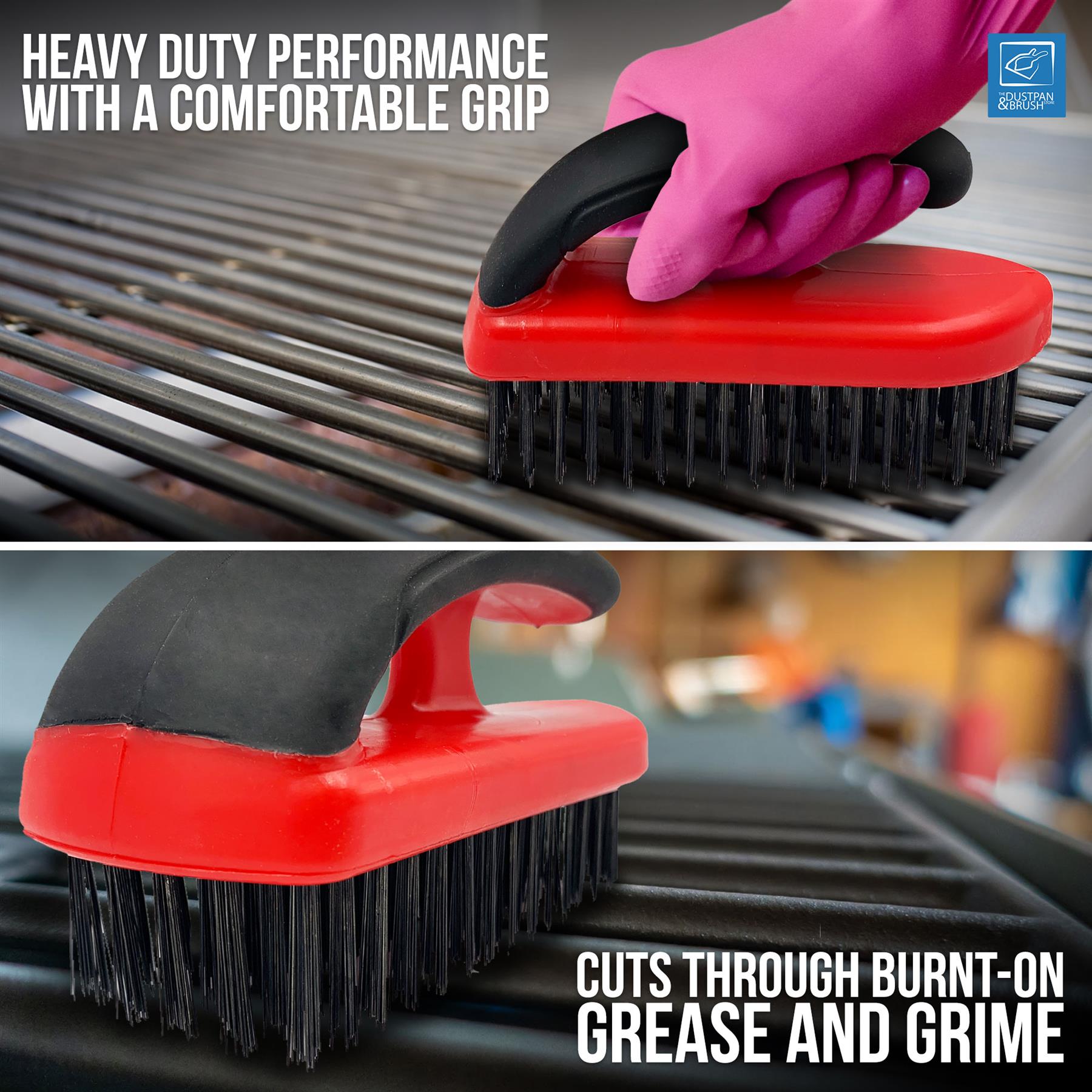 Easy Grip Heavy Duty Wire Brush | 5 Row Steel Bristle Scrubber