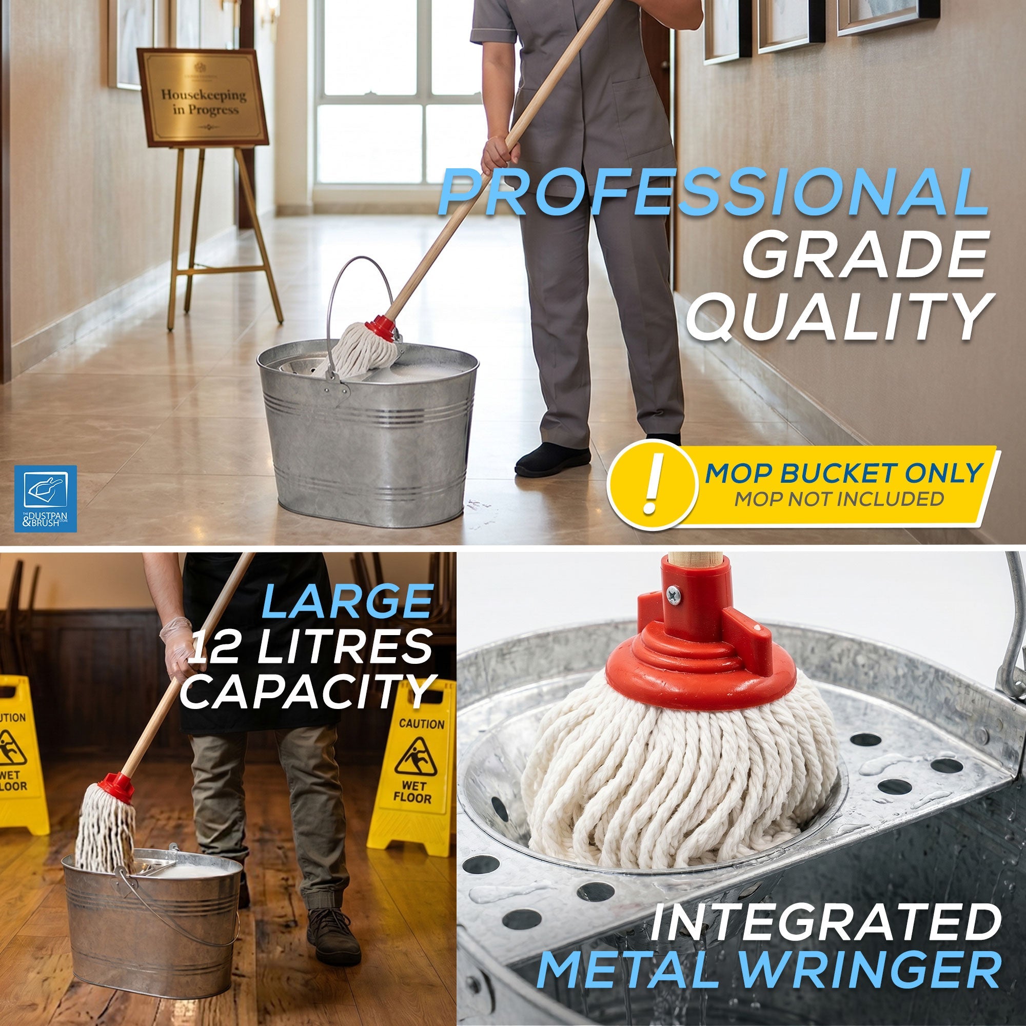 13L Galvanised Metal Mop Bucket – Traditional Steel Bucket