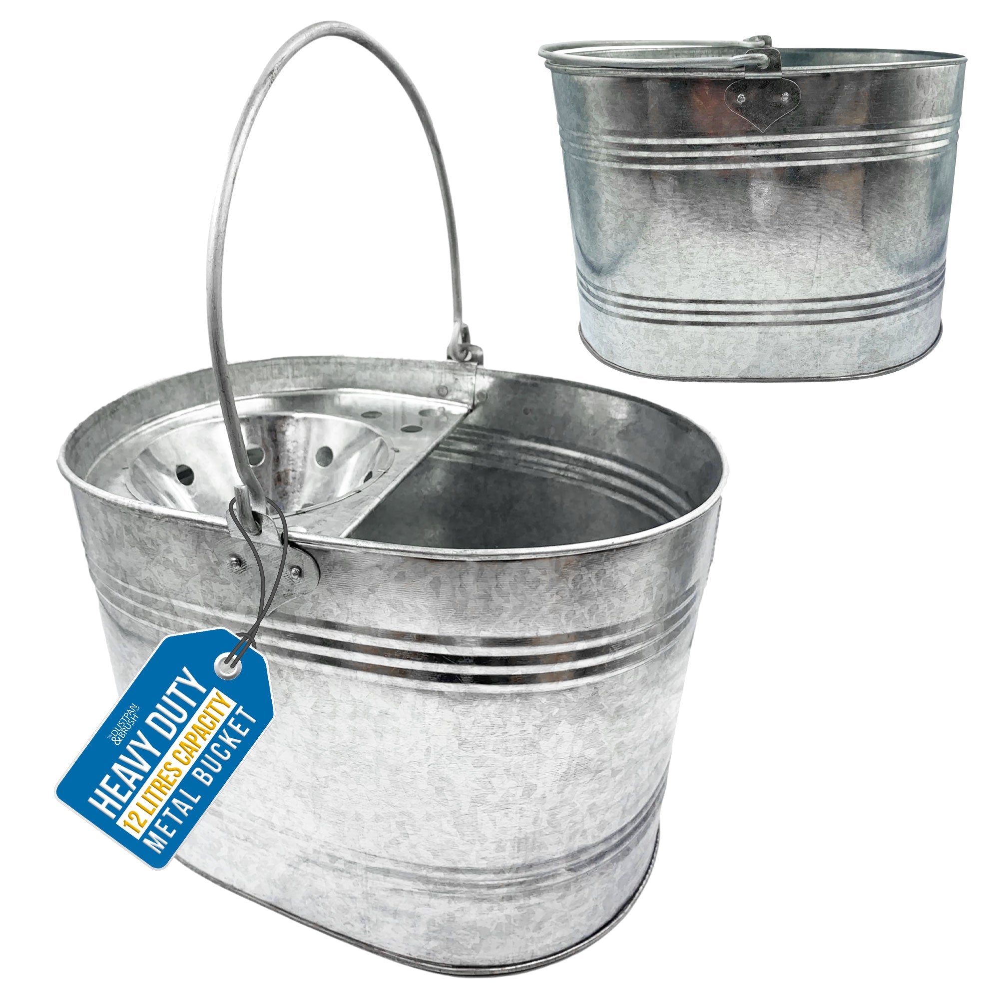 13L Galvanised Metal Mop Bucket – Traditional Steel Bucket