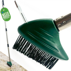 Wire Weed Brush with Scraper | Long Handle Patio & Driveway Cleaner
