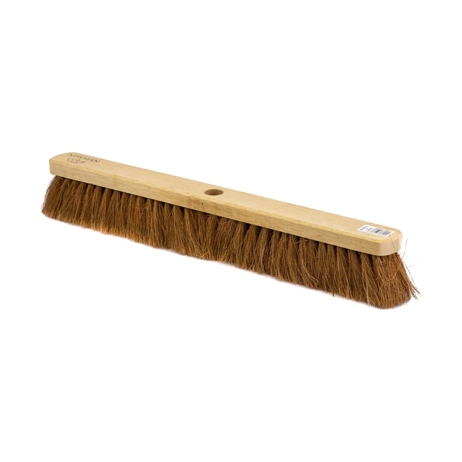 18" Newman and Cole Natural Soft Coco Broom Head with Hole and Wooden Handle