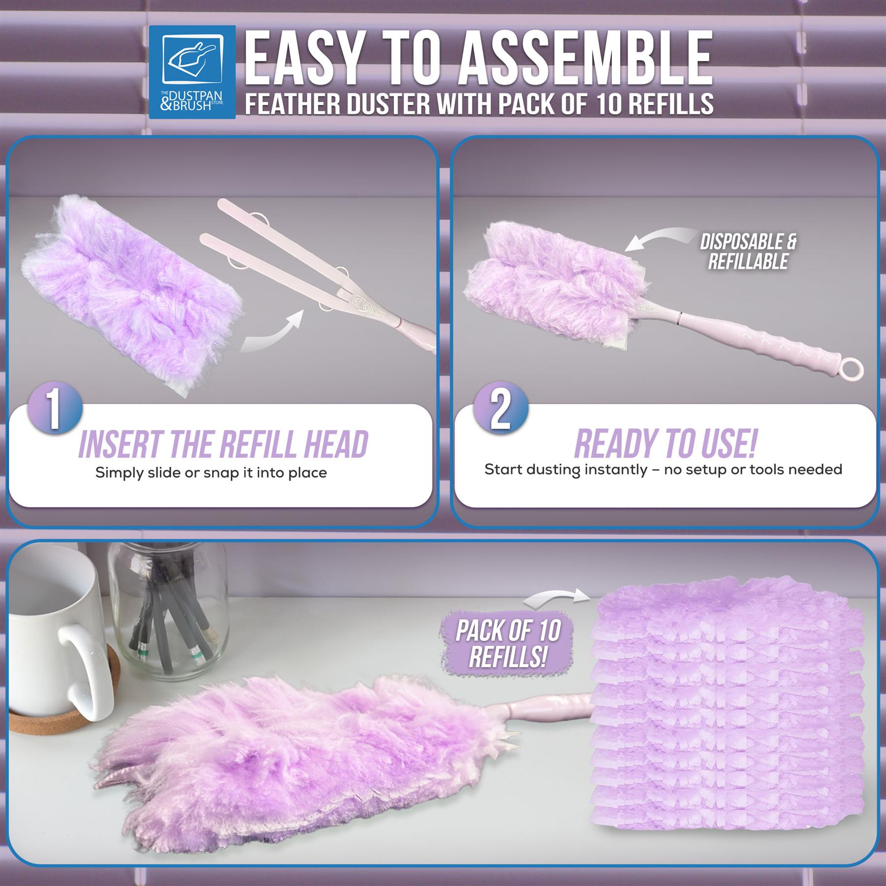 Fluffy Duster with 10 Refills | Disposable Dusting Heads