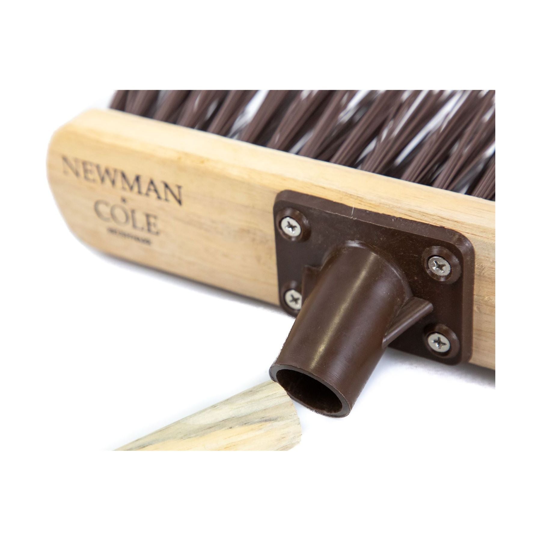 Newman and Cole 12" Stiff Synthetic Broom Head with Plastic Bracket
