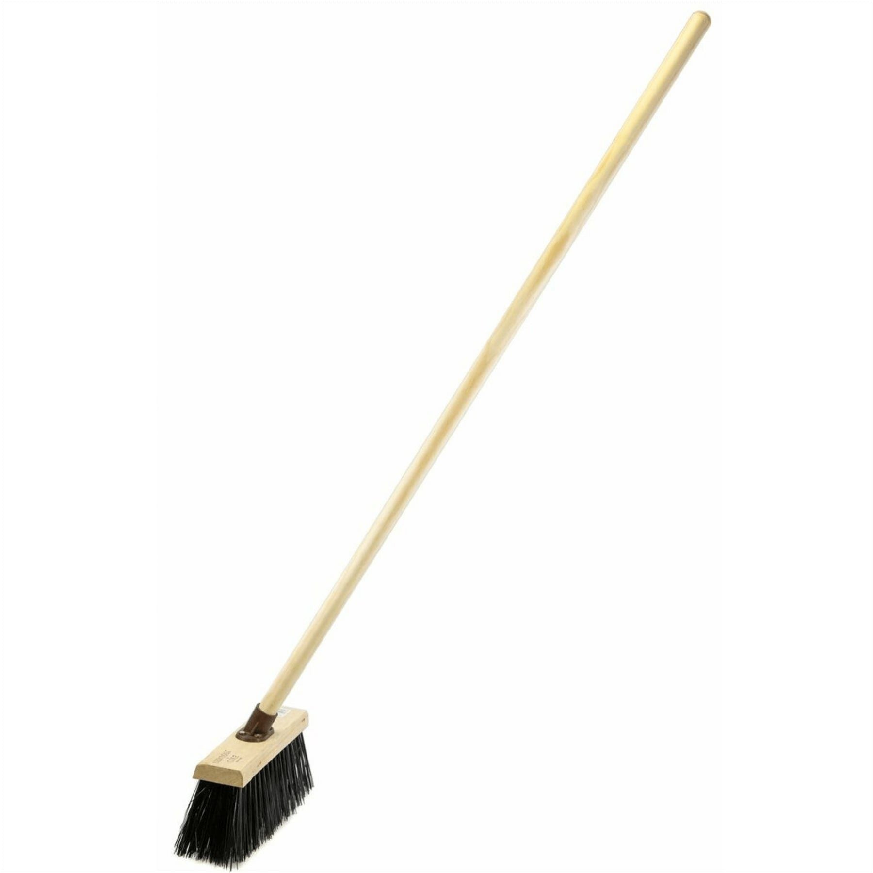 13" Newman & Cole Stiff PVC Flat Broom with Handle | Outdoor Sweeper
