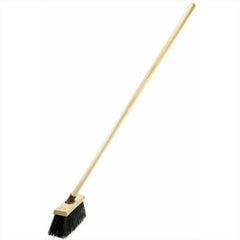 13" Newman & Cole Stiff PVC Flat Broom with Handle | Outdoor Sweeper