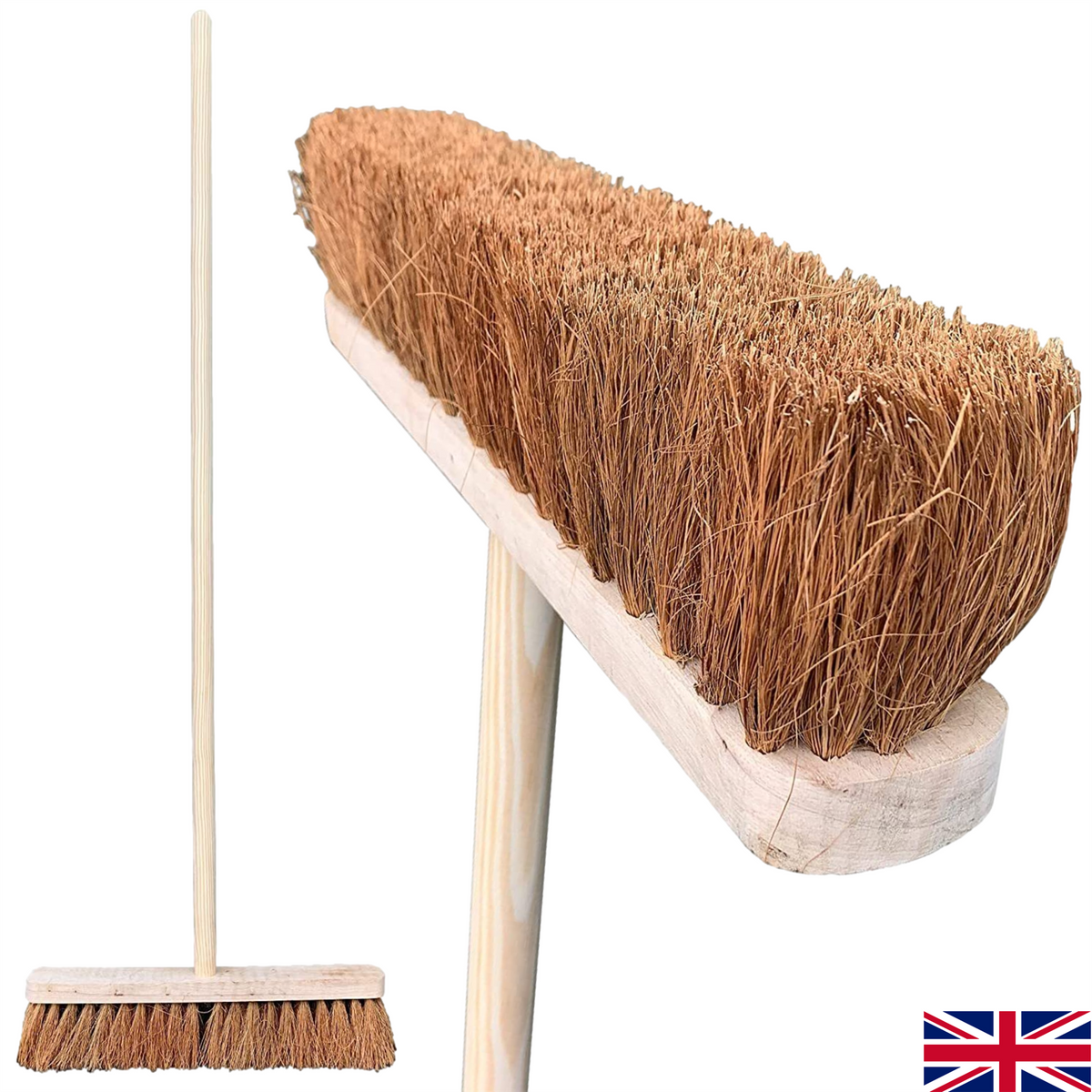 18" Soft Coco Broom with Wooden Handle for Dry Sweeping