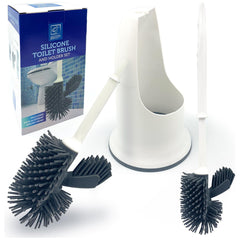 Silicone Toilet Brush Set with Spare Head & Rim Cleaner