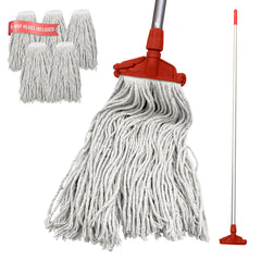 Red Kentucky Mop Set with 5 Mop Heads & Handle