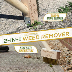 Newman and Cole Weed Brush with Scraper – Long Handle Patio Brush