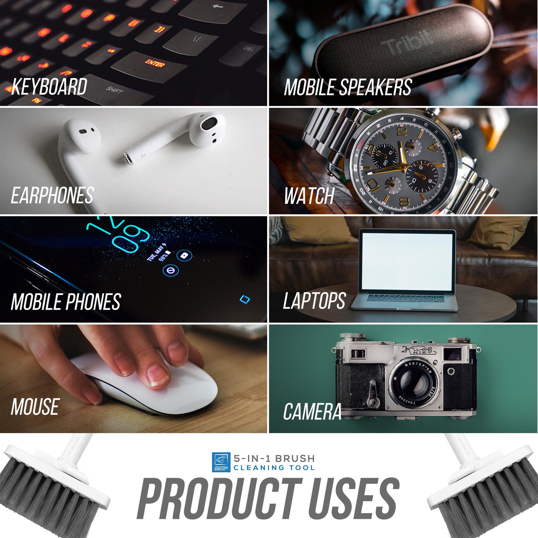 5-in-1 Electronics Cleaning Brush Kit | Keyboard, Phone & Earphone Cleaner