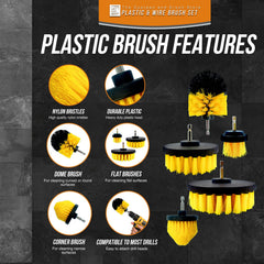 Drill Brush Set | 14 Piece Plastic & Wire Cleaning Attachments