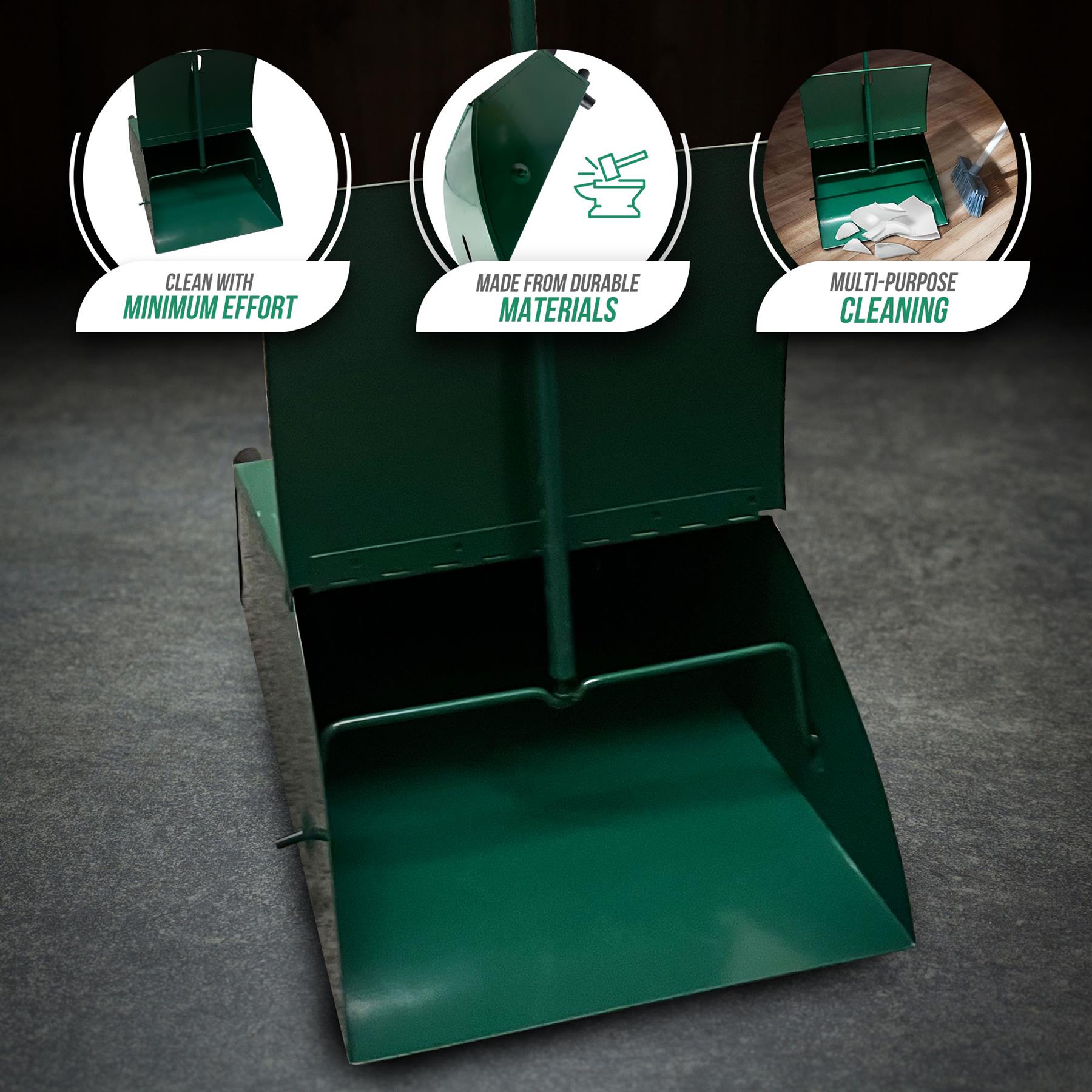 Long Handled Metal Dustpan | Industrial Lobby Dust Pan