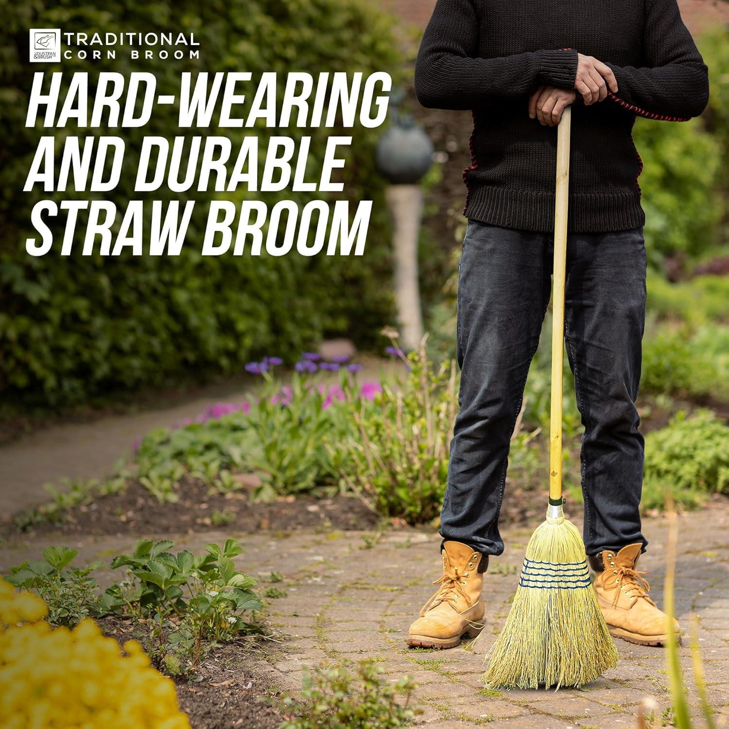 Traditional American Corn Broom Natural Outdoor Sweeping Brush