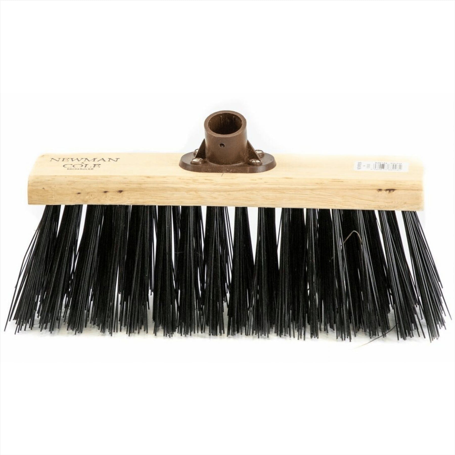 13" Newman & Cole Stiff PVC Flat Broom with Handle | Outdoor Sweeper