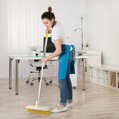 Yellow Colour Coded 12" Soft Sweeping Broom & Handle