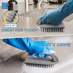Iron Scrubbing Brushes Pack of 3 | Stiff Nylon Cleaning Brushes