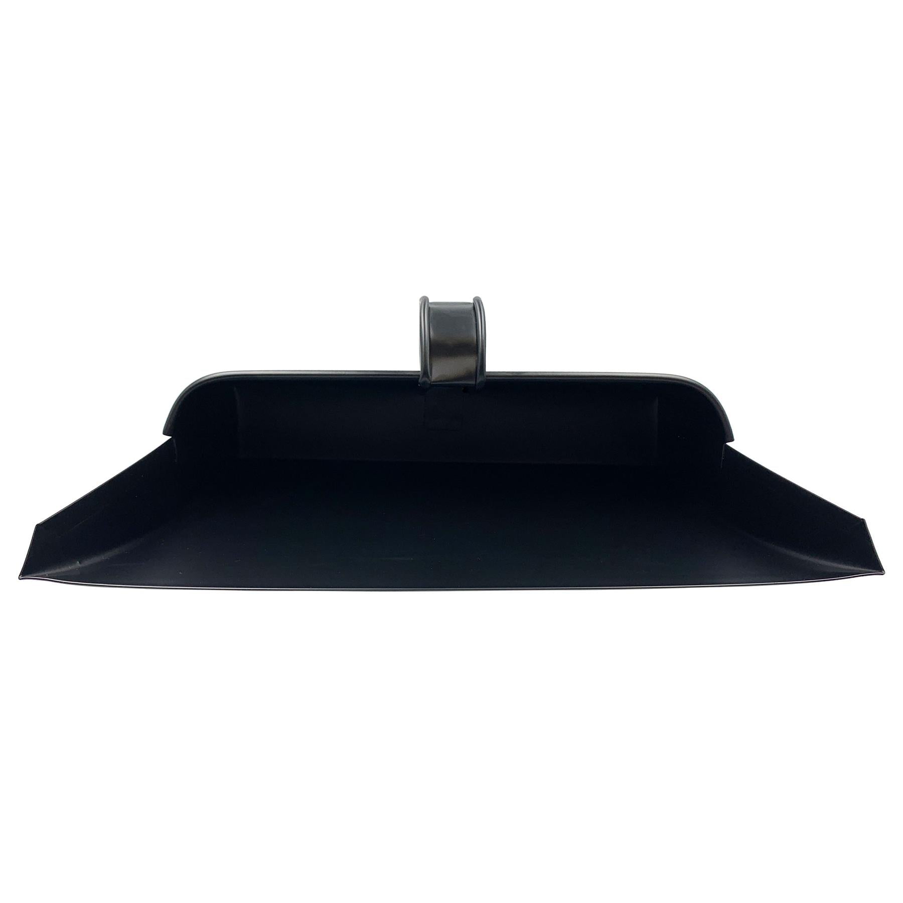 Traditional Black Metal Hooded Dustpan