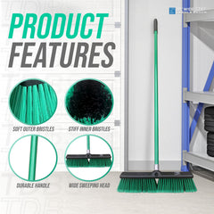 18" Heavy Duty Outdoor Yard Broom with Metal Handle