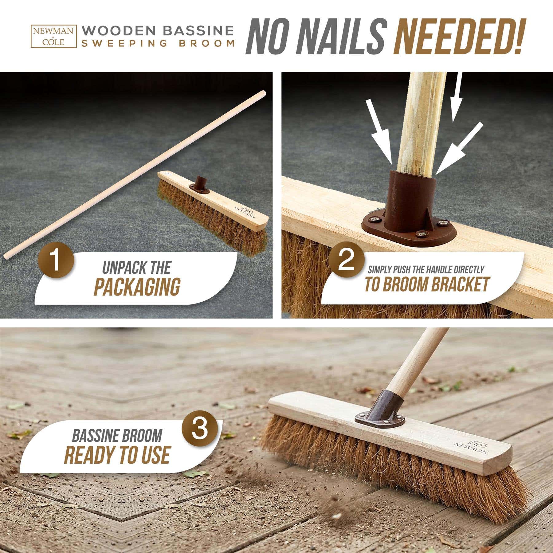 18" Newman & Cole Soft Coco Broom | Outdoor Decking Brush