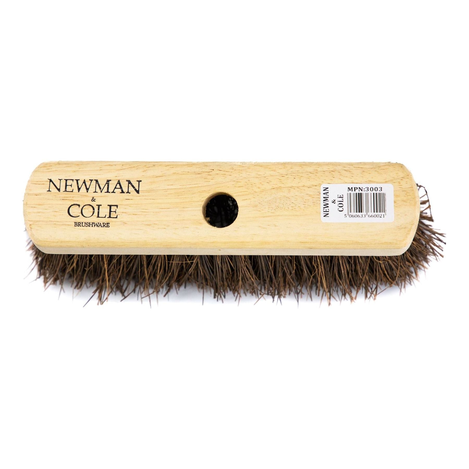10" Newman & Cole Stiff Bassine Broom with Wooden Handle - Outdoor