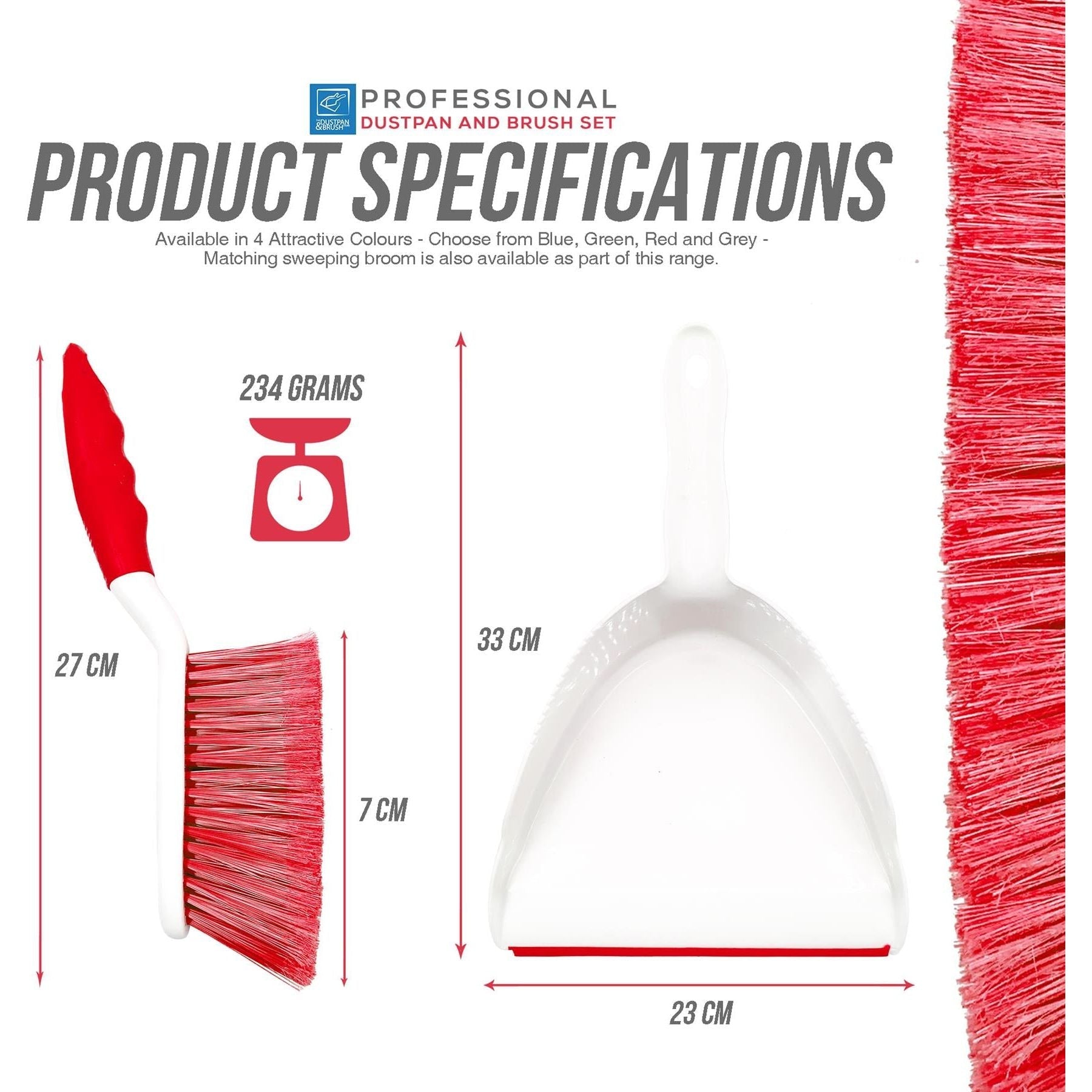 Deluxe Red Dustpan and Brush Set