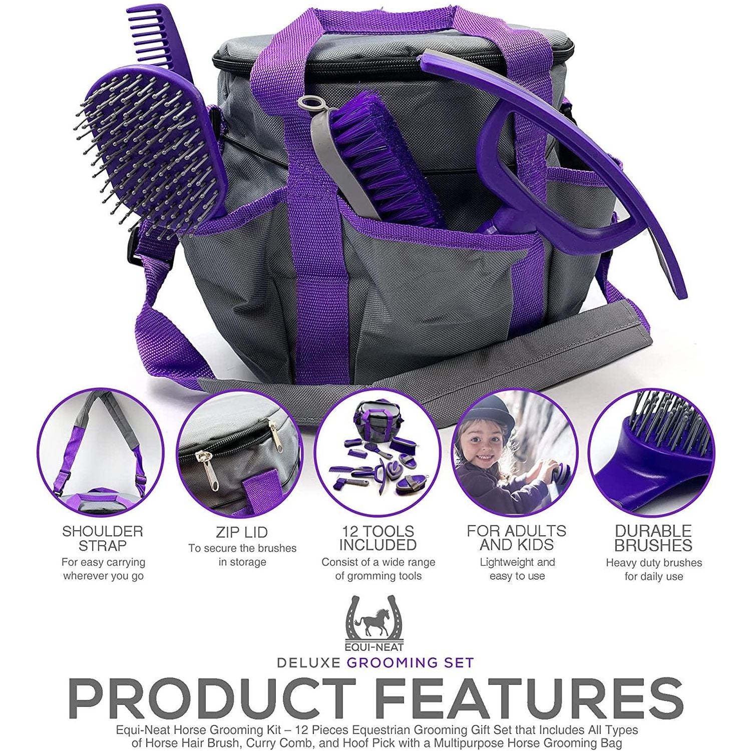 Equi-Neat 12 Piece Horse Grooming Kit Set | Equestrian Gift Set