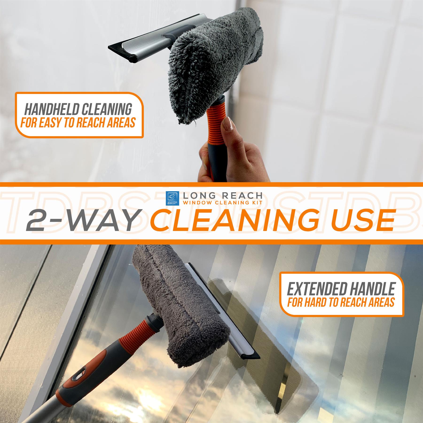 Long Reach Window Cleaning Kit with Squeegee 158cm