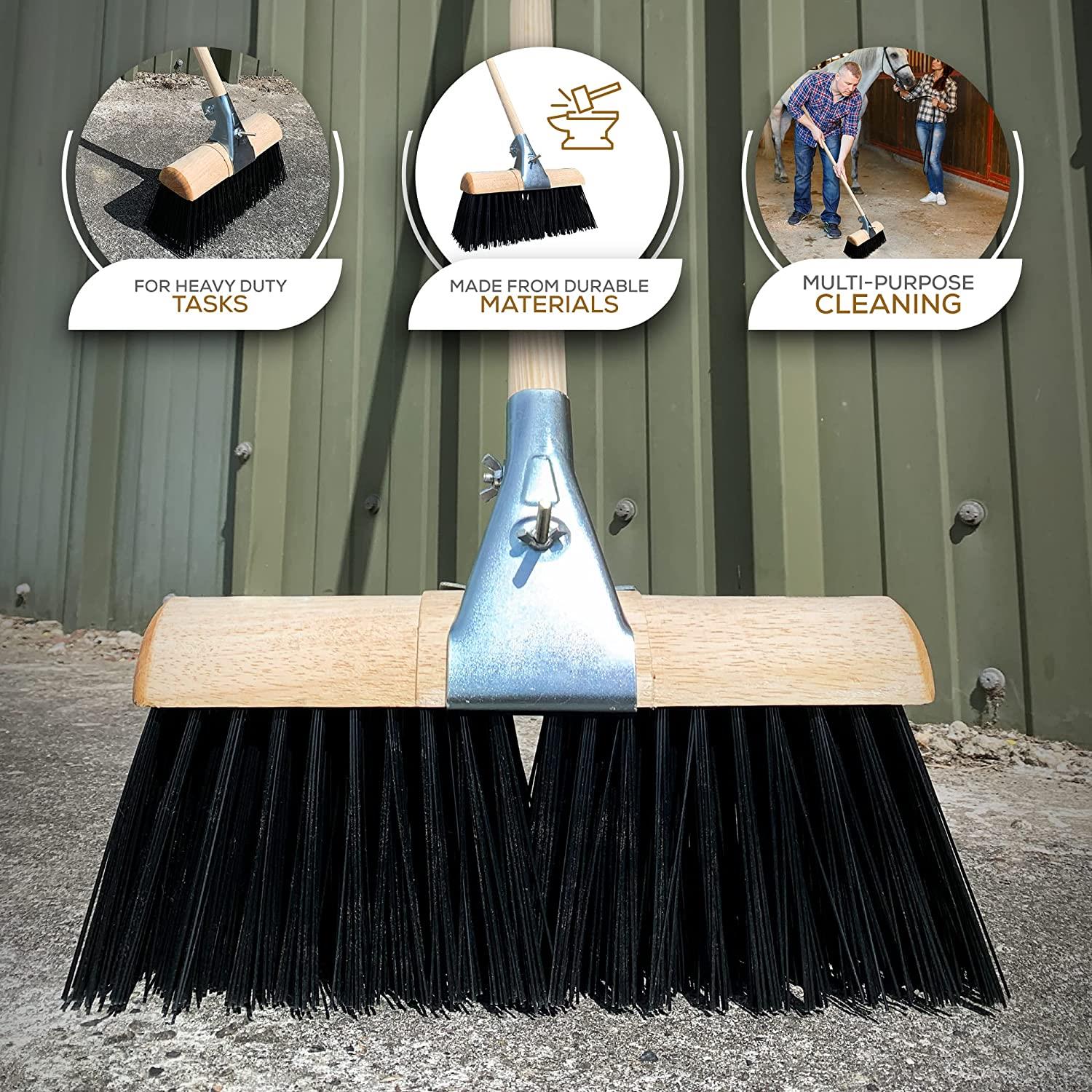 13" Newman & Cole PVC Saddle Broom with Handle | Heavy Duty Yard Brush