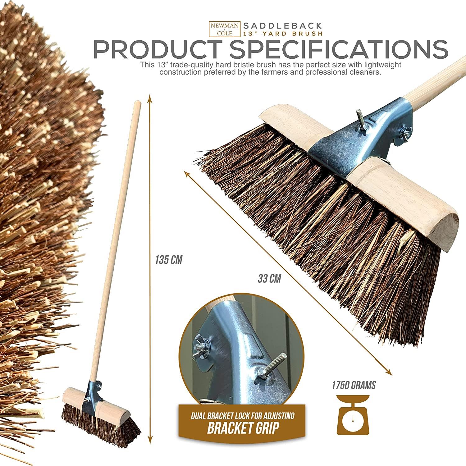 13" Newman & Cole Saddleback Yard Broom | Bass & Cane Stiff Outdoor Brush