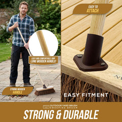 10" Newman & Cole Stiff Bassine Broom with Wooden Handle