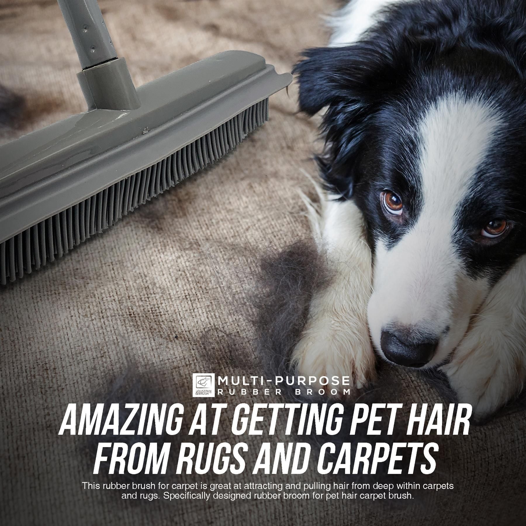 Grey Rubber Broom for Pet Hair & Carpets